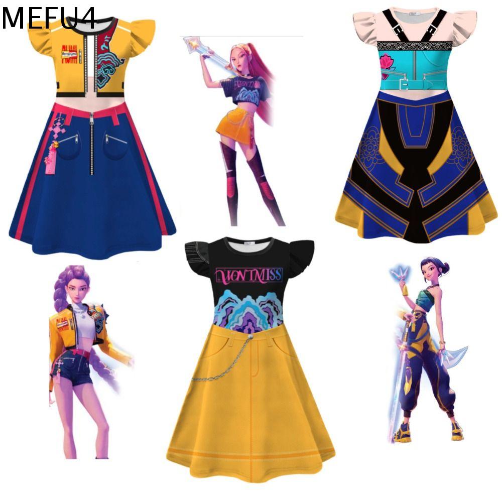 MEFU4 Mẫu in 3D Trang phục cosplay thợ săn quỷ Đầm thanh lịch Bộ đầy đủ Váy Zoey Mira Trang phục nhân vật anime Nhập vai giả tưởng Trang phục cosplay Rumi Halloween