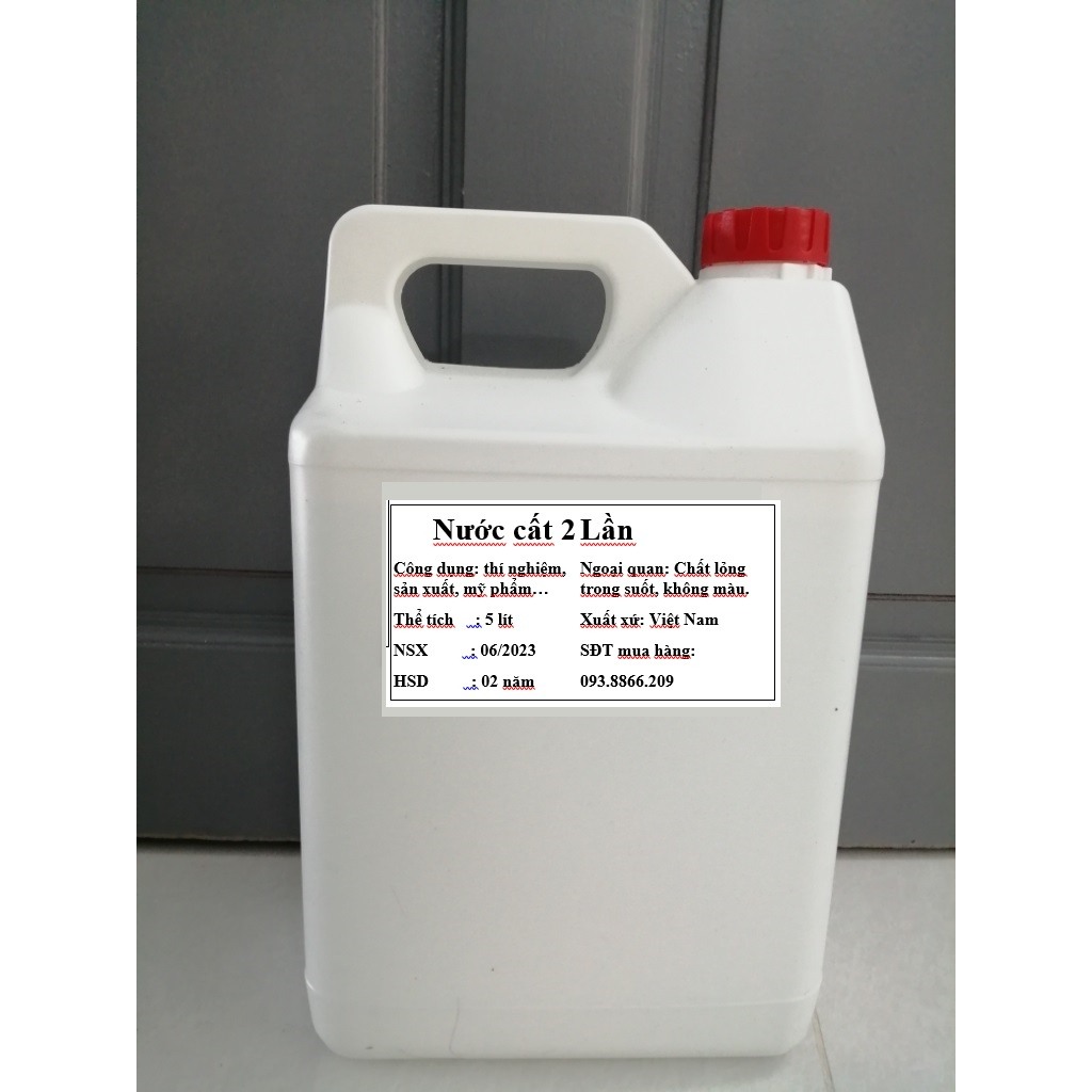 Nước cất 2 lần can 5 lít