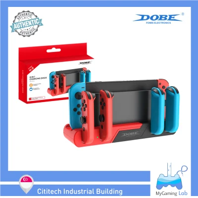 [SG Wholesaler] TNS-0122 DOBE Nintendo Switch 6-IN-1 Controller Charger Stand/Type-C USB Charging Dock With LED For NS Joy-Con