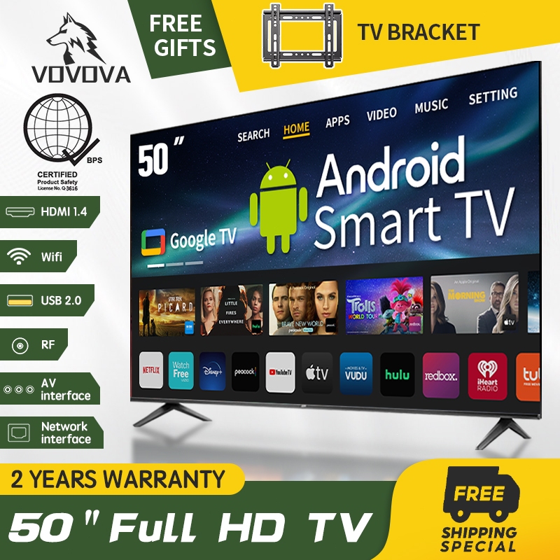 Vovova Smart TV 32 42 50inch HD Led Slim Television Android Netflix TV Flat Screen TV Google TV