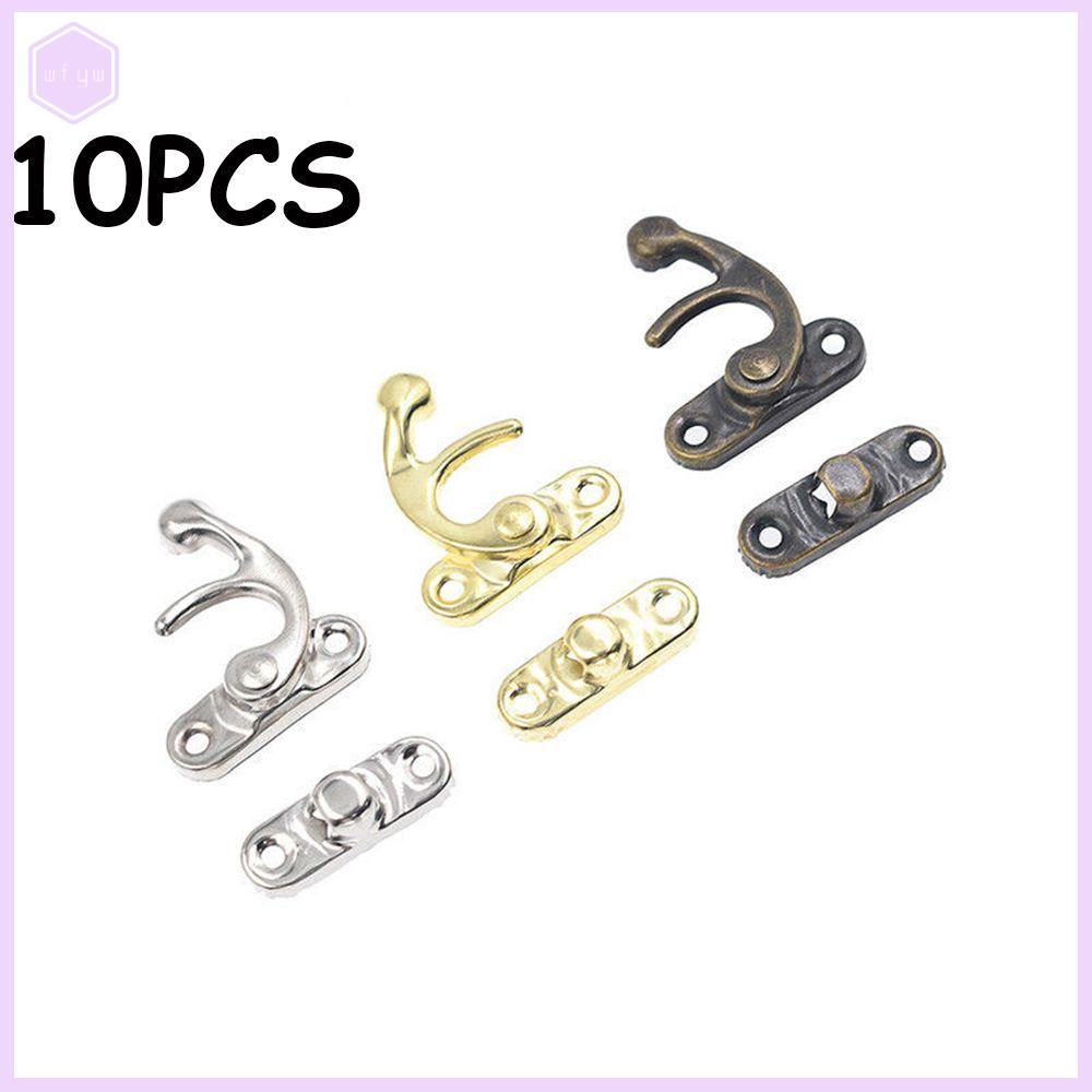 WFYW 10PCS  loại cổ điển Đồ nội thất Túi da Chốt trang trí Ổ khóa Hasp With Screws Khóa móc