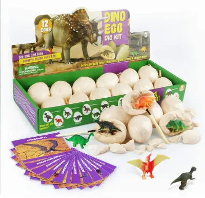 Touber Dinosaur Eggs Excavation, Dig a Dozen Dino Eggs Kit Dinosaur Eggs 12 Unique Dinosaur Eggs Kids Easter Gifts for 5-12 Year Olds Boys Girls Easter Toys for Kids STEM Games for Kids 6-13 - Easter Eggs