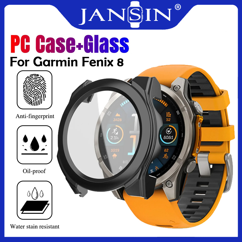 กระจกนิรภัย + เคสสําหรับ Garmin Fenix 8 47mm 43mm 51mm ตัวป้องกันหน้าจอแบบ All-Around Hard PC Bumper Cover Fenix8 อุปกรณ์เสริม ราคา 149 บาท*ส่งฟรี