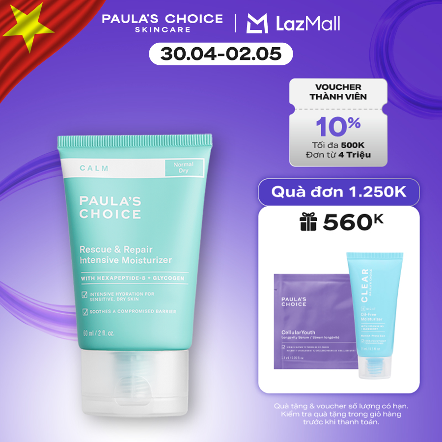 Kem dưỡng ẩm phục hồi cho da khô nhạy cảm Paula's Choice Calm Rescue  Repair Intensive Moisturizer 60ml 9250