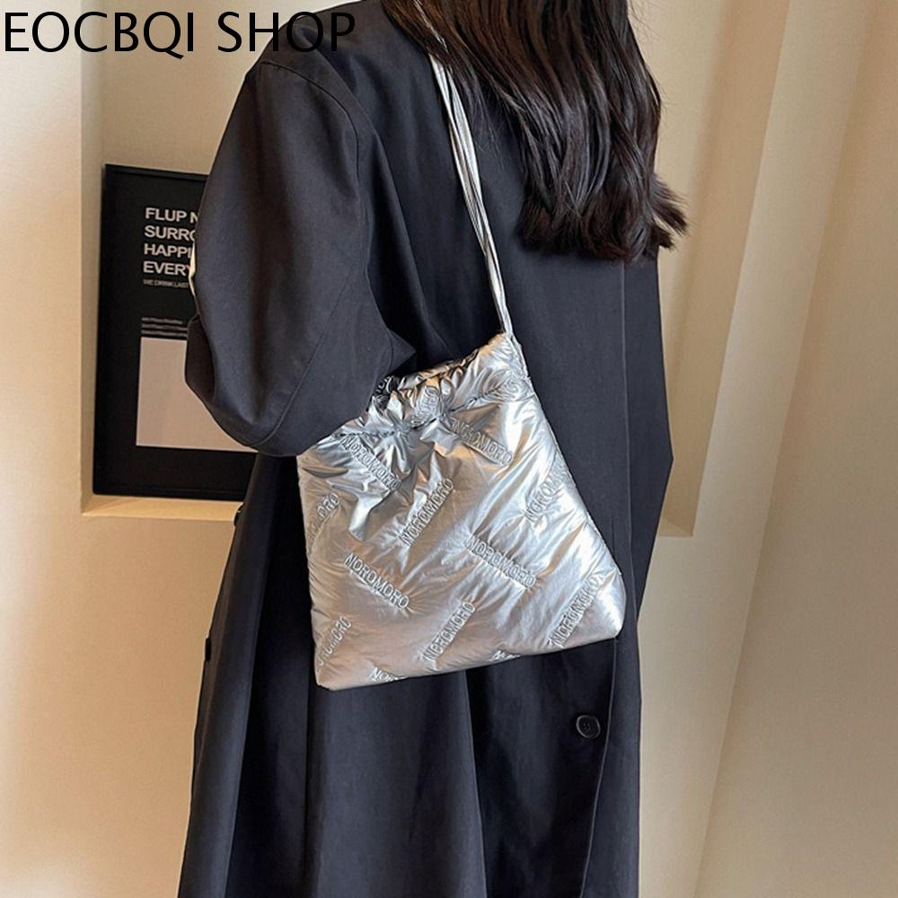 EOCBQI Chữ cái Túi hình chiếc xô thêu Túi đeo nách hình đám mây Màu trơn Túi đeo vai bong bóng Thanh lịch Túi mua sắm Túi tote cotton không gian Nữ/Nữ
