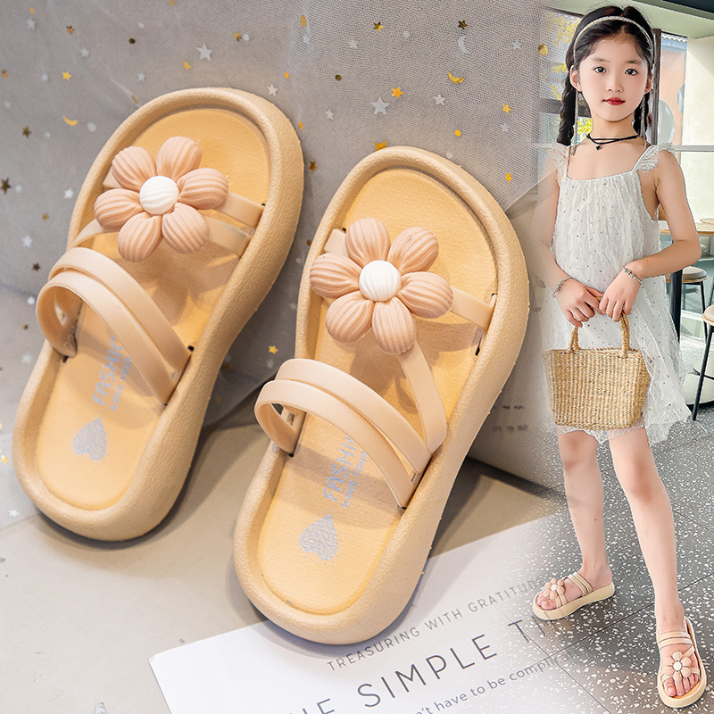 Dép Lê Cho Bé Gái Dép Lê Đế Bằng Hai Kiểu Hoa Tươi Mới Phong Cách Công Chúa Đế Mềm Chống Trượt 2025 Mẫu Mới Mùa Hè