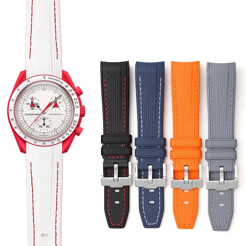 Silicone lỏng dây đeo cho swatch x Omega moonswatch cho Seamaster 300 giao diện cong chất lượng Nam Nữ thay thế dây đồng hồ 20mm
