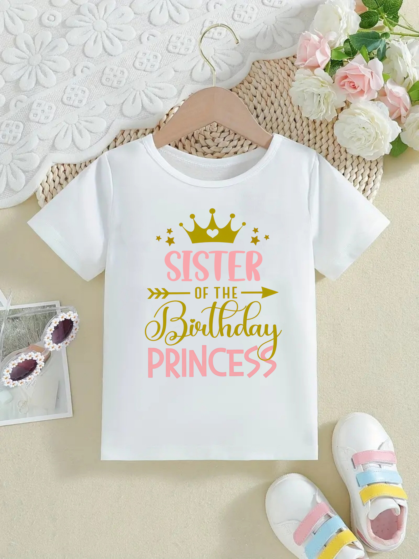 Birthday Princess Crown Prinetd Black T Shirt Girls Brother/Sister Of The Birthday Prince Family Matching T-Shirt Kids Clothes - 6