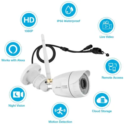 wansview Outdoor Security Camera 1080P Wireless WiFi Home Surveillance Waterproof Camera W4