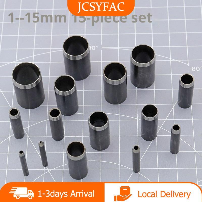 【JCSYFAC】 15 kích cỡ lỗ tròn Punch(1-15mm), Hollow Punch Cutter công cụ thiết lập với trường hợp lưu trữ, da lỗ Punch, Da Craft Die Cutter