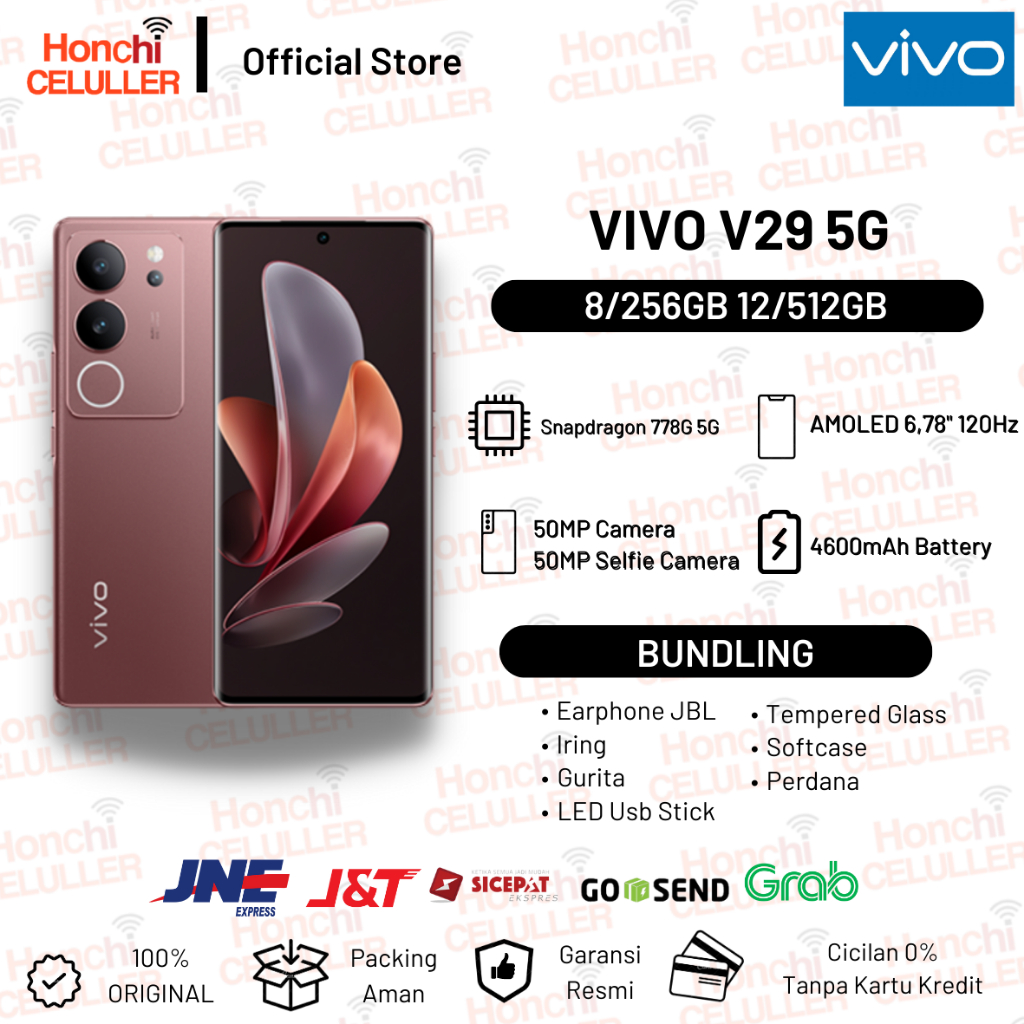 VIVO V29 5G 12/512GB 8/256GB Garansi Resmi VIVO Indonesia Giá 5,999,000 Đồng*Miễn phí vận chuyển
