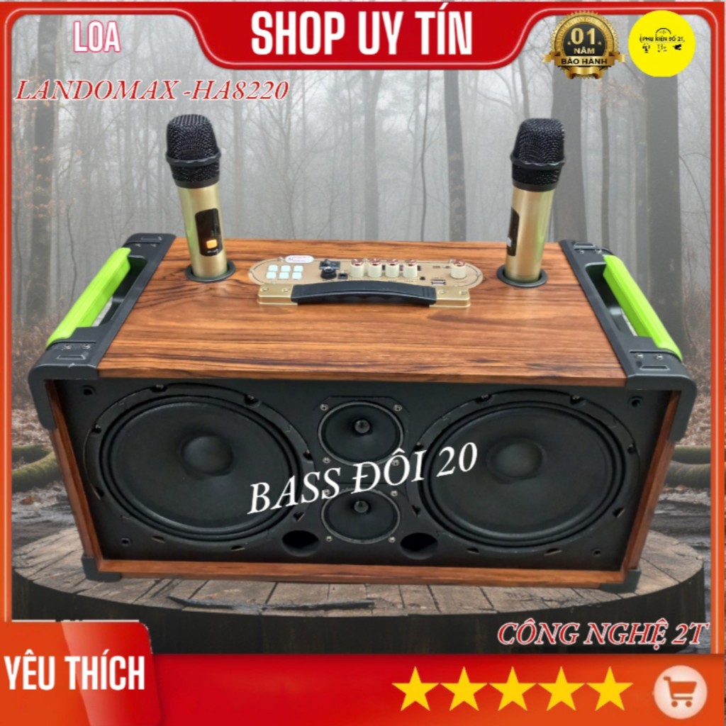 Loa Karaoke Xách Tay LANDOMAX HA-8220 Kèm 2 Micro Uhf