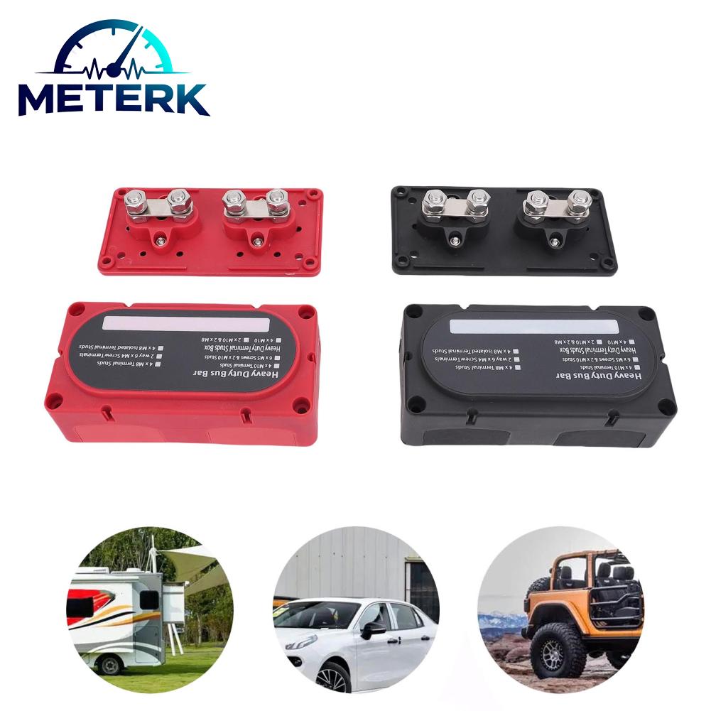 Meterk 4 Positions Bus Bar Well Conductivity Power Distribution Block High Current Sturdy Rustproof M10 Stud Size 300A DC for Electrical Appliances Giá 699,000 Đồng*Miễn phí vận chuyển