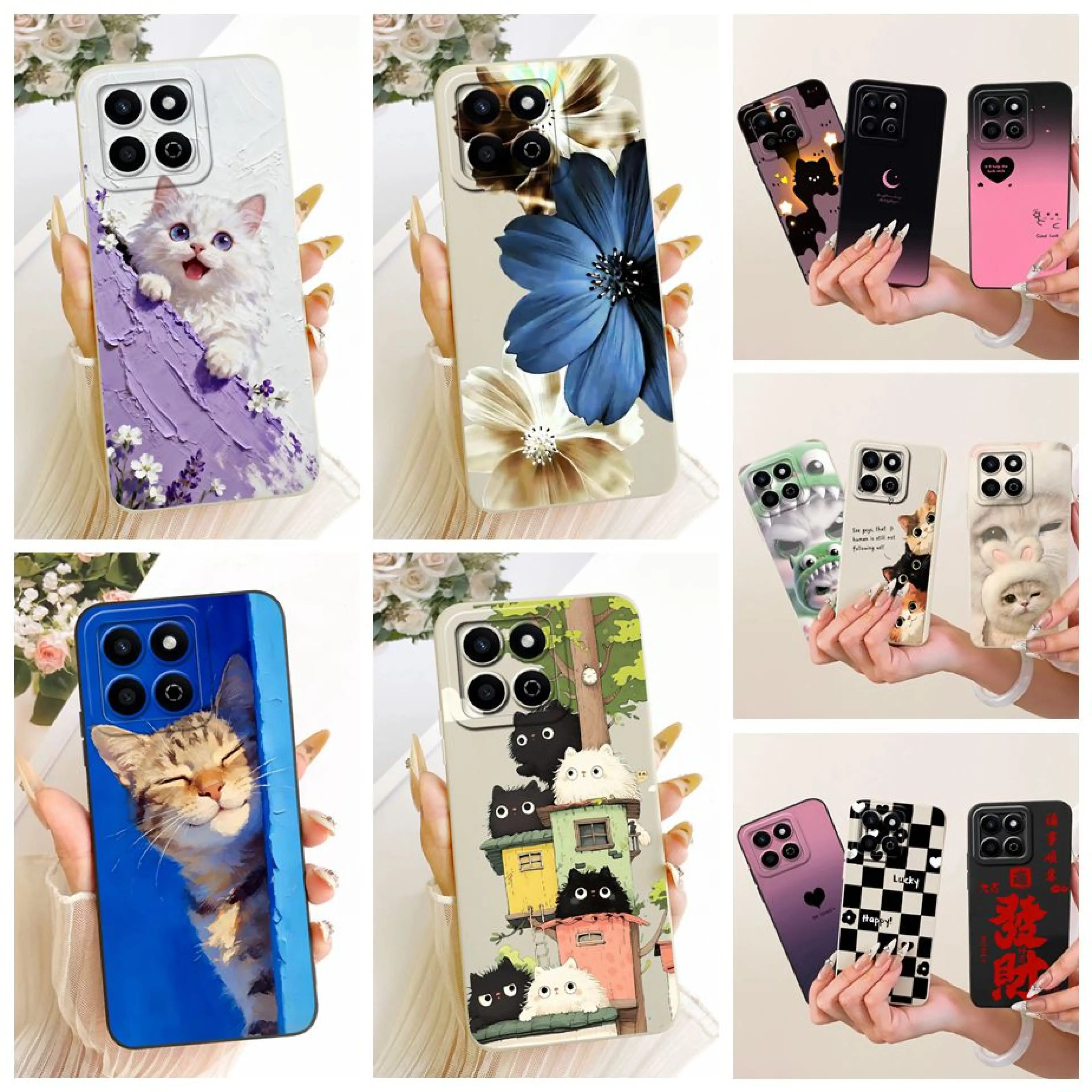 For Honor 200 Smart Case ALT-NX1 Cute Cat Fashion Cartoon Cover Soft TPU Phone Case For Honor X7c 4G Play 60 Plus HonorX7c Shell