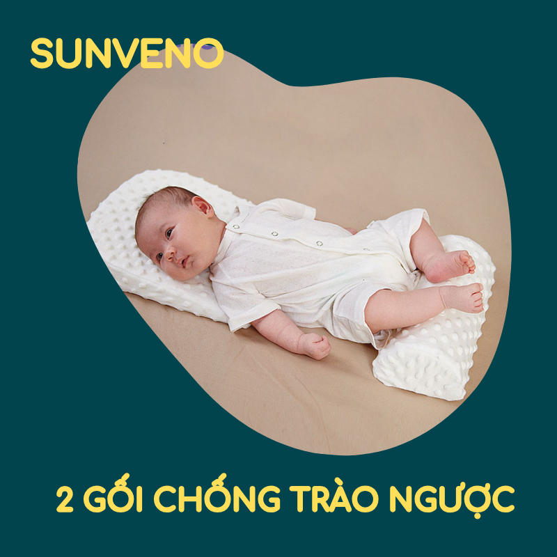 Chính hãng | Bộ đệm gối chống trào ngược cho bé Sunveno nôi ngủ chung giường chống trào ngược - NTC49