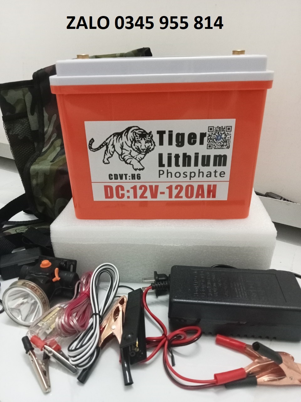 Bình Pin lithium 12V- 120Ah Chống thấm nước Mẫu Mới 2024- tặng kèm 6 phụ kiện 12v-120AH