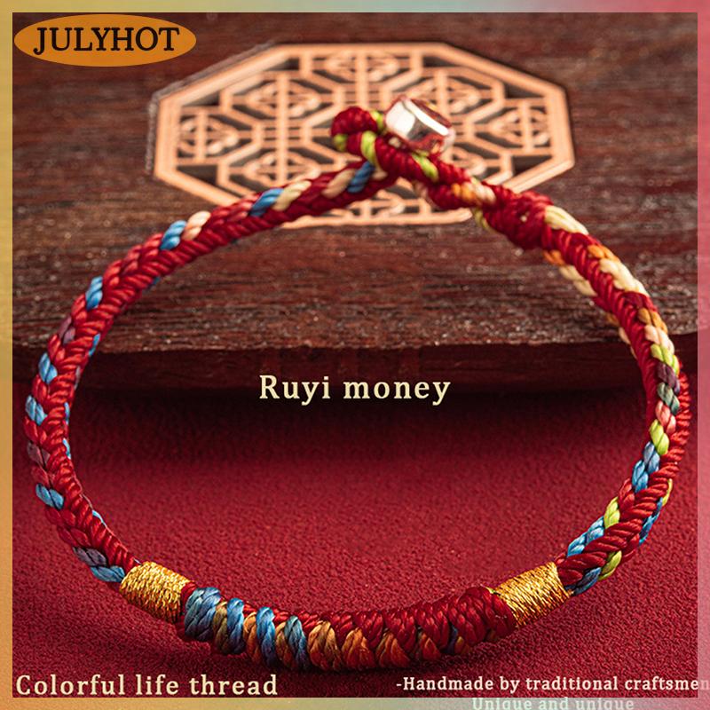 JULYHOT Handmade Tây Tạng Vòng Đeo Tay Đầy Màu Sắc Chủ Đề Tốt May Mắn Quyến Rũ Dây Vòng Đeo Tay Vòng Đeo Tay Cho Phụ Nữ Người Đàn Ông Knots Red Chủ Đề Vòng Đeo Tay
