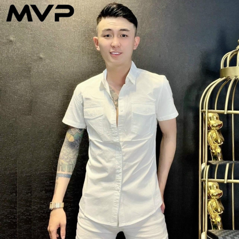 áo sơ mi nam tay ngắn vải kaki coton lạnh thoáng mát MVP 