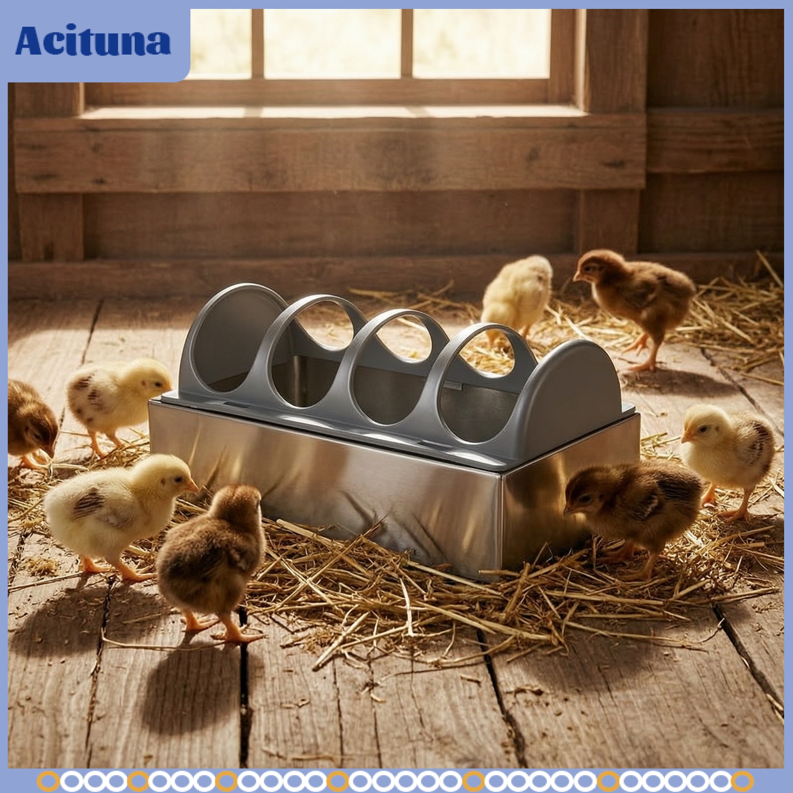 Acituna Stainless Steel Chicken Feeder with Slotted Cover Metal Chicken Feeder with Lid Rust-Resistant Poultry Feeding Trough Easy-to-Clean ราคา 1,624 บาท*ส่งฟรี