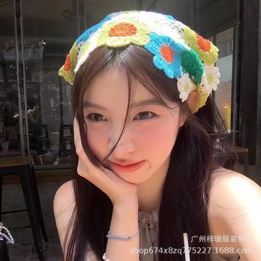 Khăn bandana tam giác len đan móc thời trang TÍM STORE phụ kiện khăn turban phong cách hàn