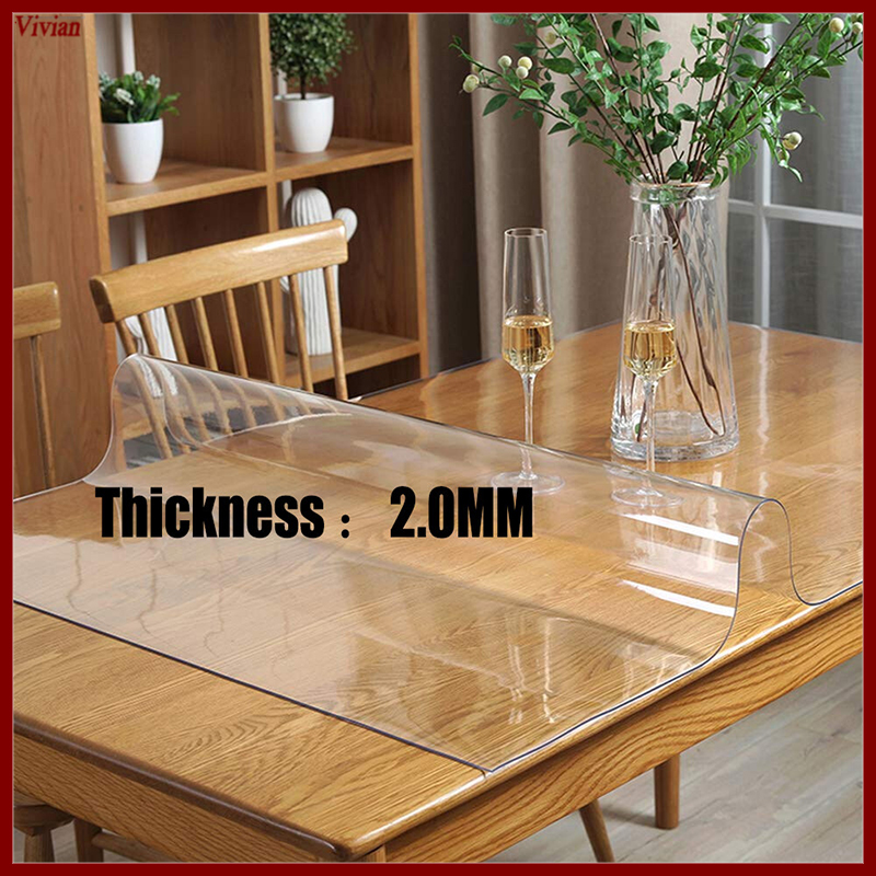 Clear PVC Tablecloth,2.0MM Thick 160 * 190CM, Waterproof Oilproof Table Protector Cover Rectangle Transparent Table Cover For Kitchen, Office