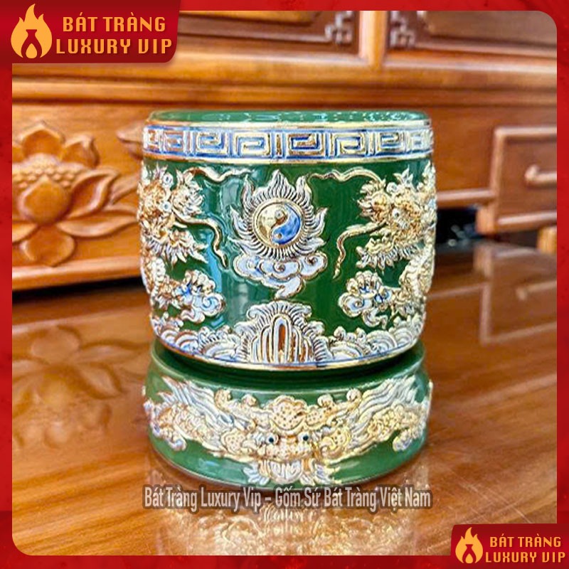 Bát Hương Men Xanh Lá Đắp Nổi Vẽ Vàng Họa Tiết Rồng Chầu - Bát Nhang , Lư Hương Gốm Sứ Cao Cấp Bát Trang Giá 812,000 Đồng*Miễn phí vận chuyển