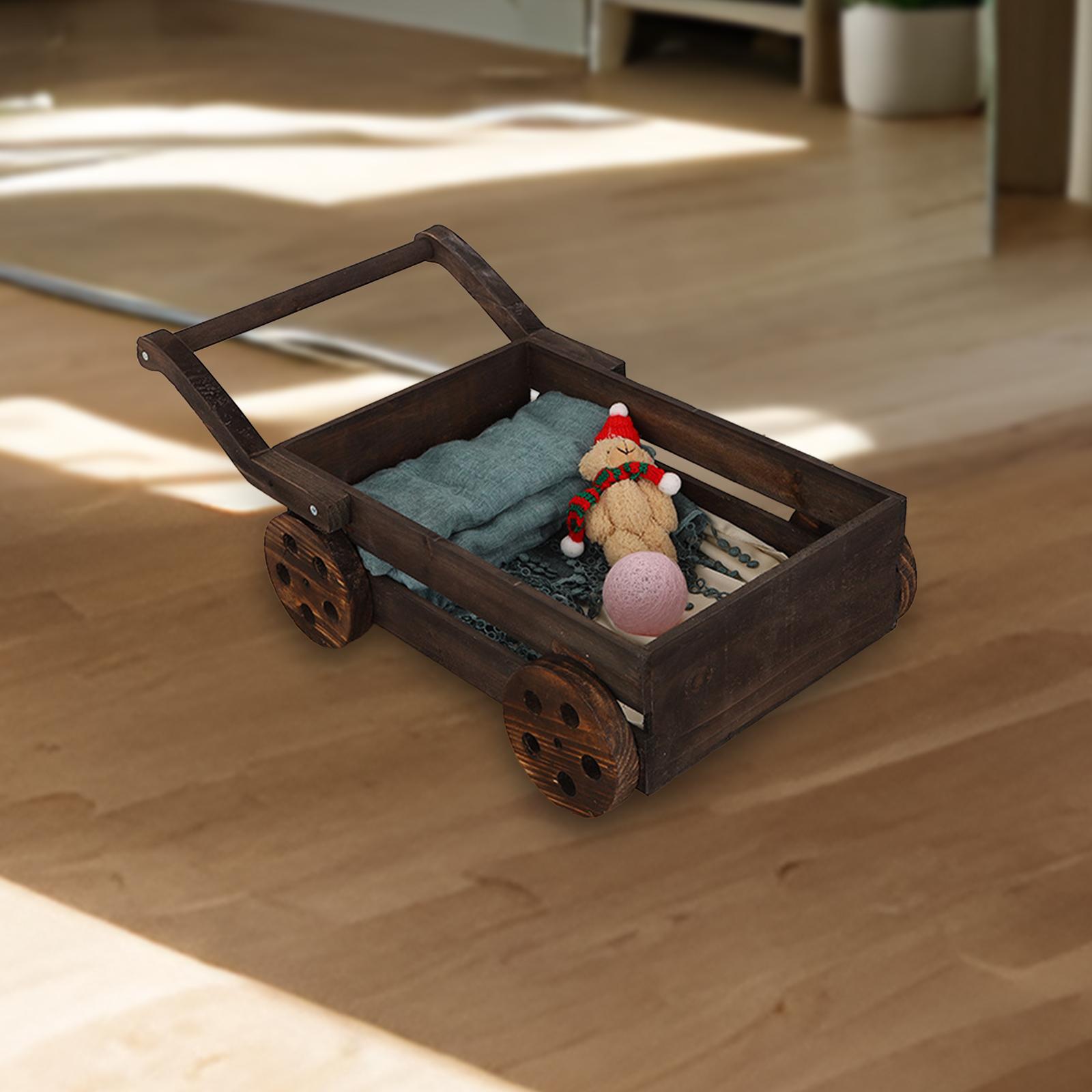 Gazechimp Newborn Photography Props Mini Cart Decoration Vanity Organizer Retro Background Props Home Decor Wooden Bed Multipurpose Furniture