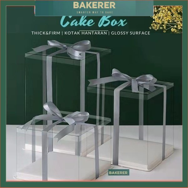 Transparent Cake Box 8/10/12/14 inch 1-5 tier Kotak kek Hantaran Flower box cakeboxgift packaging透明蛋糕盒