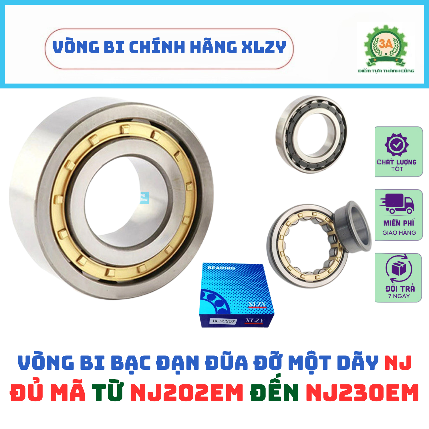 Vòng bi bạc đạṇ đũa trụ NJ ca đồng 202 203 204 205 206 207 208 209 210 bền bỉ, chịu tải - Chính hãng XLZY Giá 233,000 Đồng*Miễn phí vận chuyển