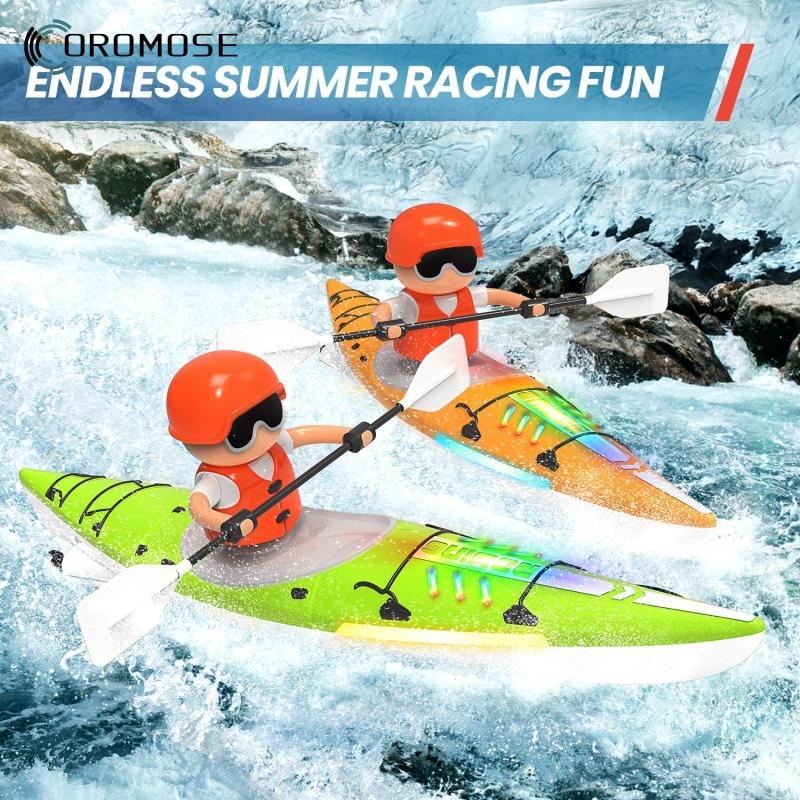 RC Kayak Boat 2.4 Ghz Remote Control Boat Toy With Colorful LED Lights For Lake Pool Gifts For Boys Girls ราคา 436 บาท*ส่งฟรี