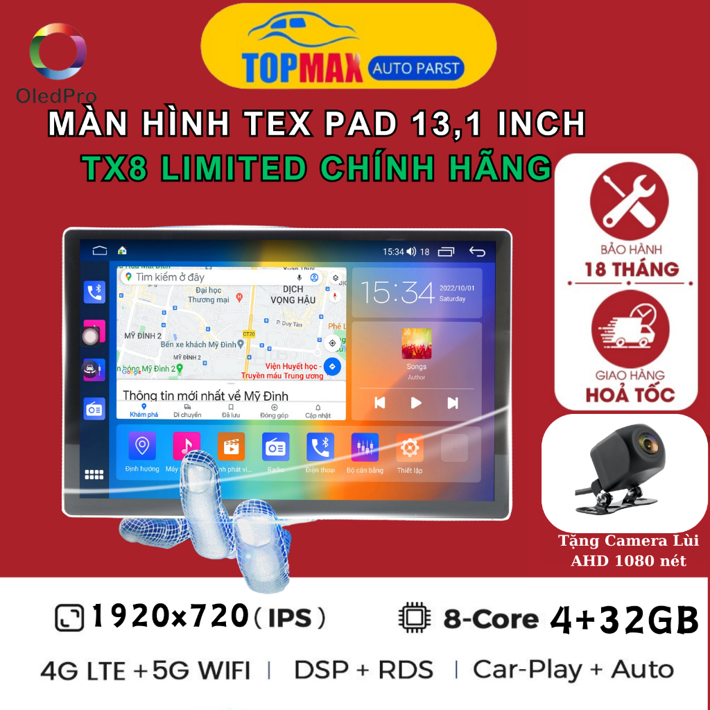 Màn Hình DVD Android Ô Tô OLEDPRO PREMIUM TEX PAD 13 inch Ram 4-32GB hàng chính hãng cao cấp bảo hành 18 tháng Giá 7,400,000 Đồng*Miễn phí vận chuyển