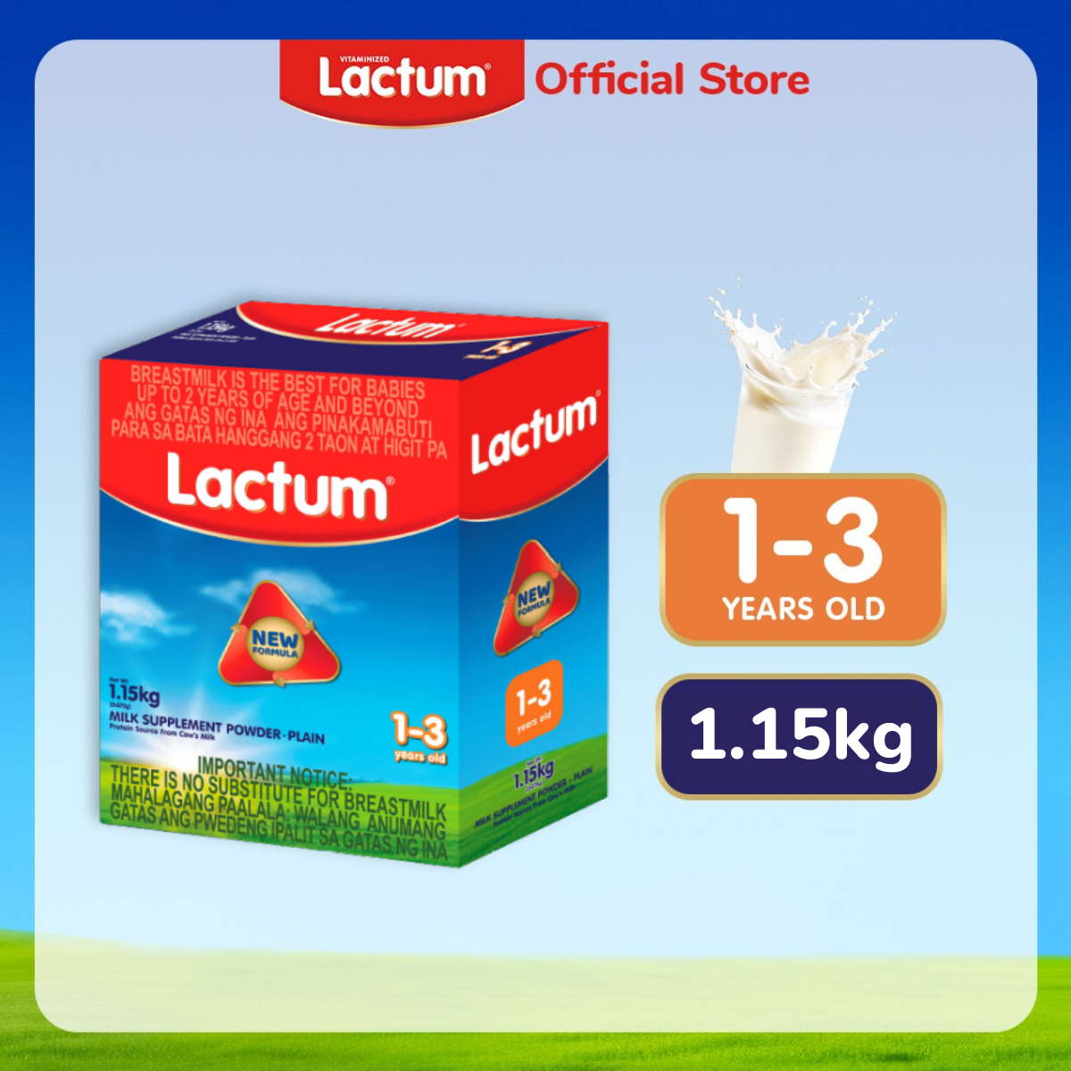 Lactum for 1-3 Years Old Plain Milk Supplement Powder 1.15kg