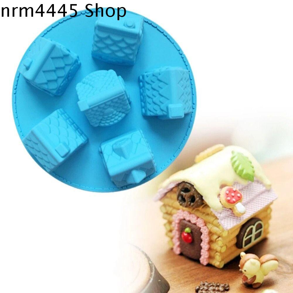 NRM4445 Không dính Khuôn làm bánh gừng 6 khoang Silicone 3D Khuôn bánh Dụng cụ nướng bánh Xanh dương Giáng sinh
