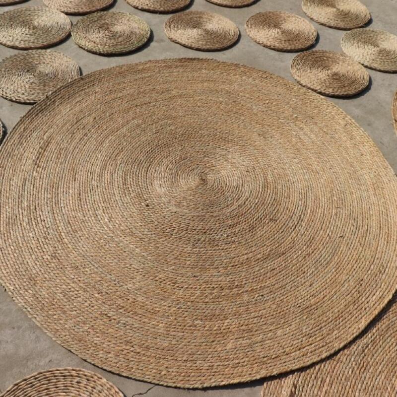 พรมหวาย พรมสาน พรมปูพื้น พรมปูพื้นห้อง เสื่อ พรม ผักตบชวา Round Woven Water Hyacinth Rug Carpet