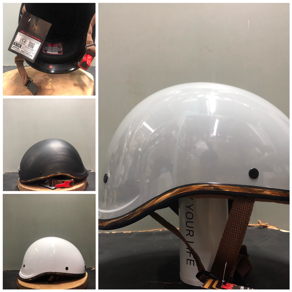 Mũ bảo hiểm napoly gangster viền si đồng cao cấp không mõ mã n120 , ngầu