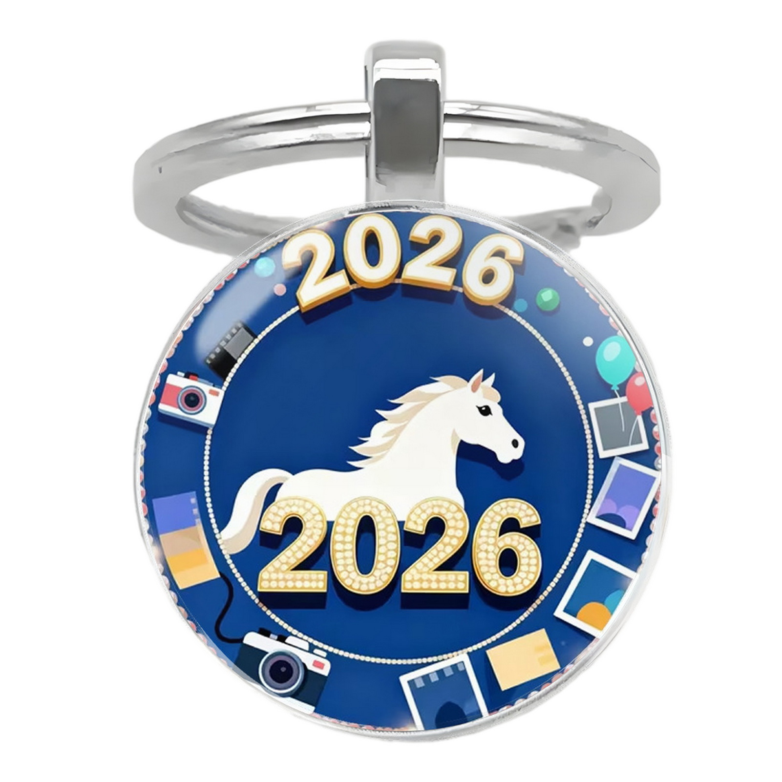 Personalized Zodiac Keychain Chinese New Year Keychain 2026 Year of Keychain with Bells – Lucky Zodiac Metal Pendant Compact Holiday Decoration Good Luck Charm - 4