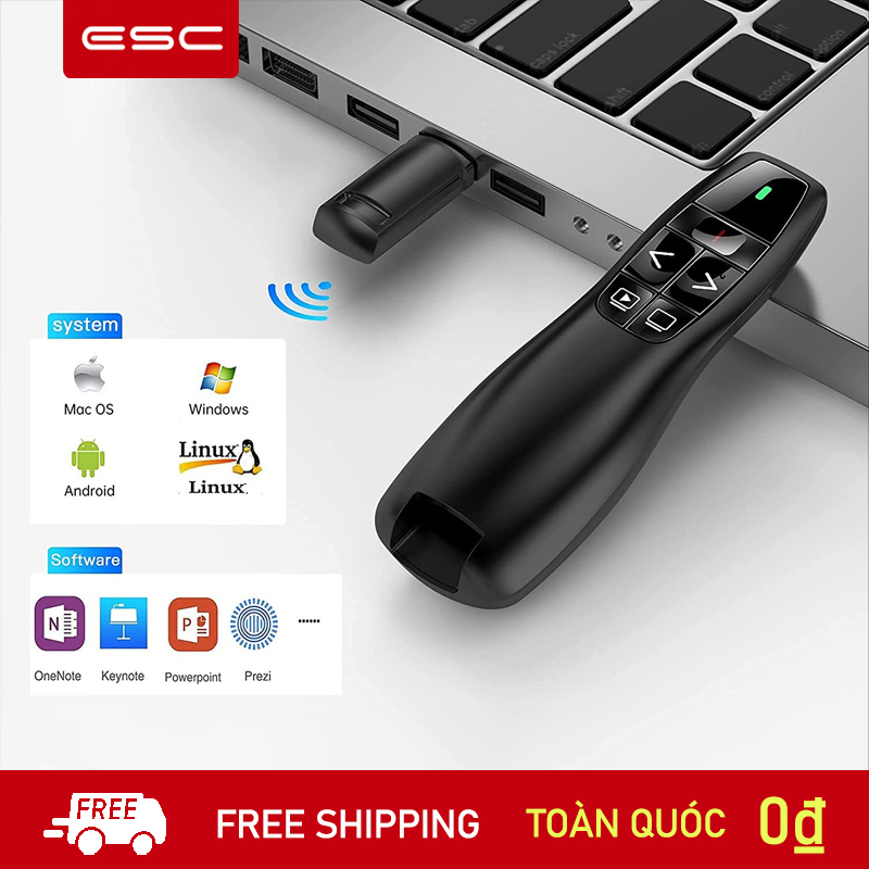  Bút Trình Chiếu Slide R400 PowerPoint Laser 2.4G. Bút Chỉ Máy Chiếu Màu Đen Nút Ấn Nhạy Phiên Bản Nâng Cấp 2023 Bút trình chiếu,Điều khiển Trình chiếu Không dây từ xa R400 của Logitech 