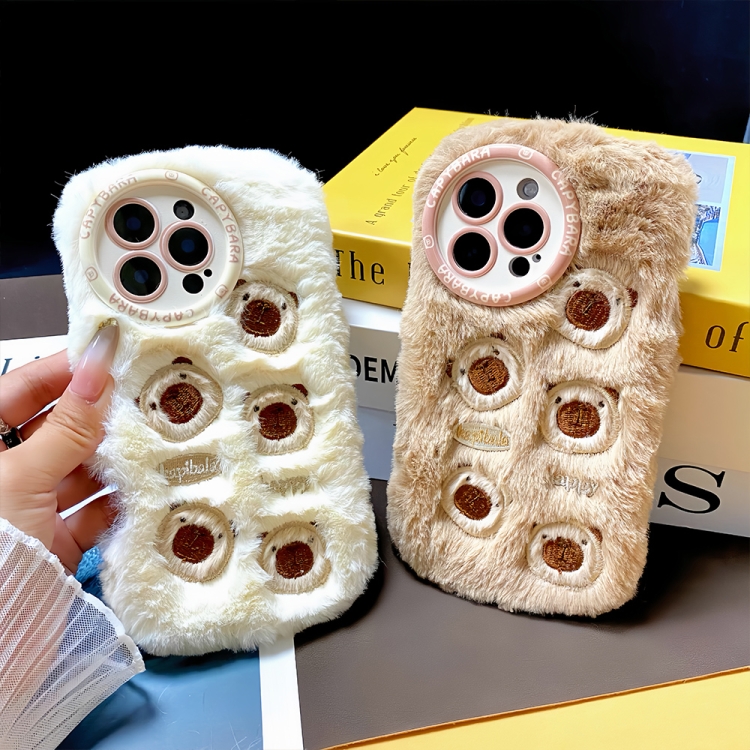 【HZSUNSKY】 Bear Plush Silicone Phone Case For iPhone 15 Pro Max/iPhone 15 Plus/iPhone 14 Plus/iPhone 14 Pro/iPhone 14 Pro Max/iPhone 13 Pro Max/iPhone 12/iPhone 12 Pro Max/iPhone 16 Pro Max/iPhone 16 Plus