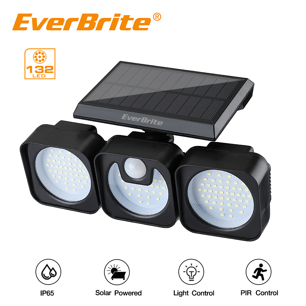 Jinfentui00378553 EverBrite 132led cảm biến chuyển động IP65 Bóng Đèn Ngoài Trời Đèn tường không thấm nước sử dụng năng lượng mặt trời ánh sáng mặt trời chiếu sáng ngoài trời