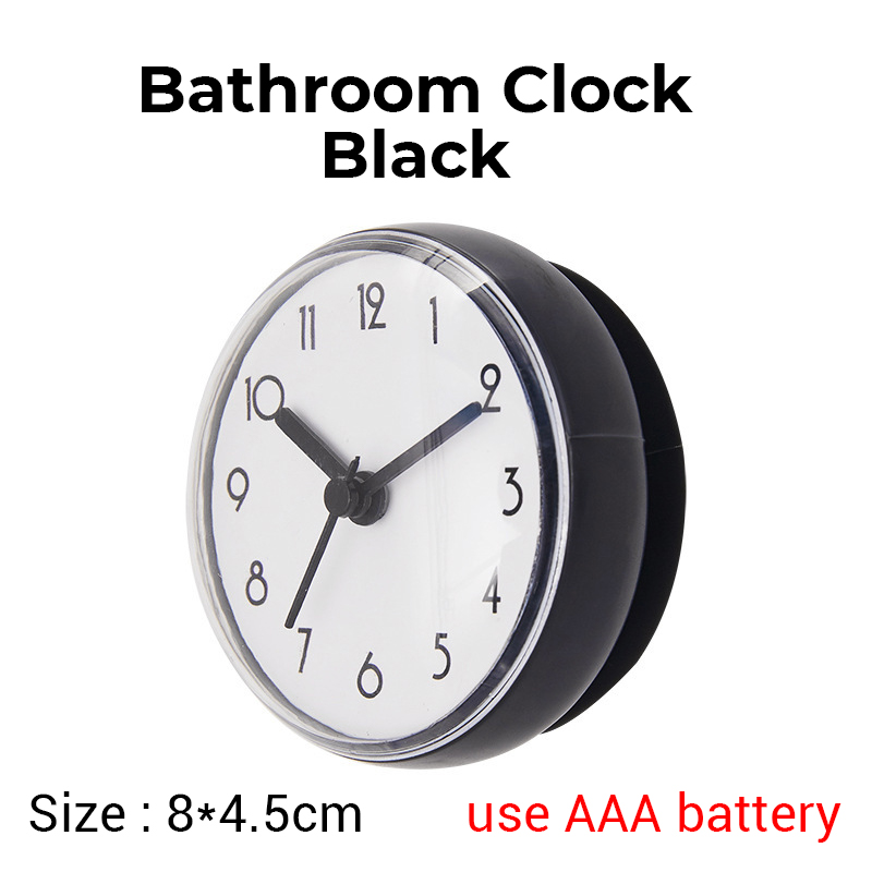 Waterproof Wall Clock for Bathroom Toilet Kitchen Small Silent Mini AntiFog Quartz Hanging Clock Suction