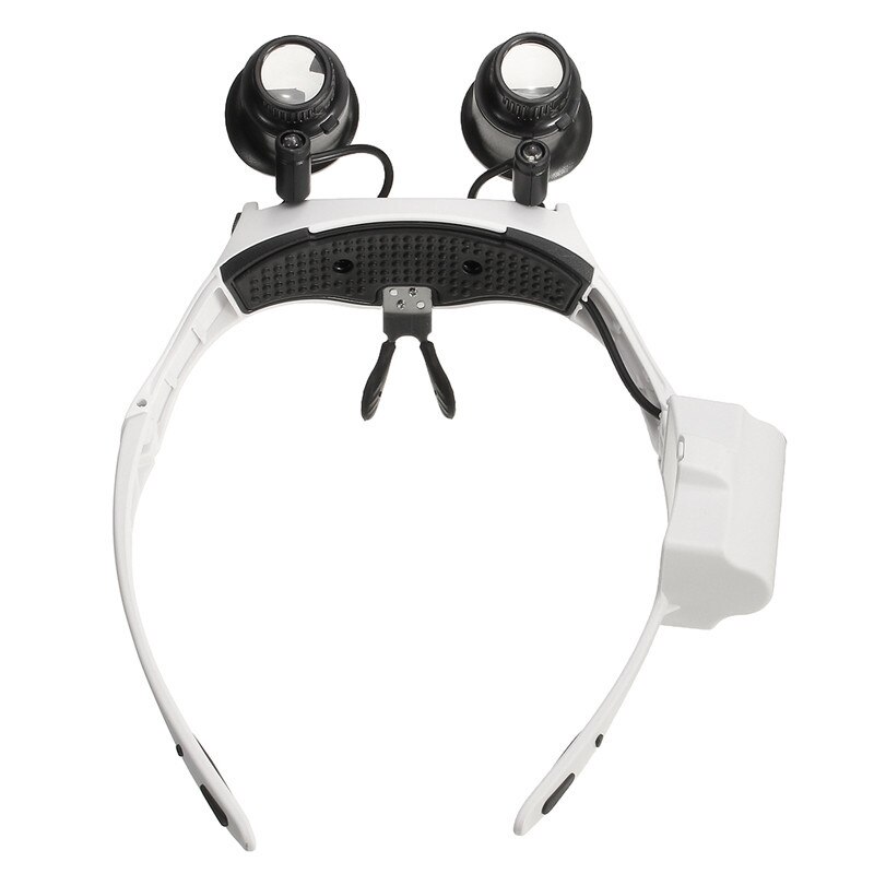 Kính lúp LED 10x 15x 20x 25x hai mắt kính ống kính Loupe jeweler đo sửa đồng hồ với 8 ống kính đèn LED