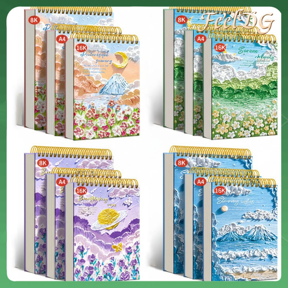 FEELDG A4 16K. Sổ phác thảo cuộn Bìa lò xo 60 tờ Sách vẽ tranh Chuyên nghiệp Thân thiện với môi trường Sổ phác thảo nghệ sĩ Sinh viên