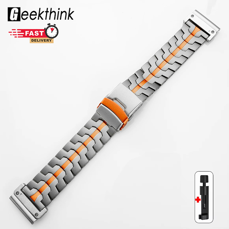 GEEKTHINK 26mm Quick fit Luxury Titanium Alloy Strap For Garmin Fenix 8 51mm Fenix 3/6X/6XPro/7X/5X Plus Metal Band For Descent MK1 MK2 Watchband ราคา 556 บาท*ส่งฟรี