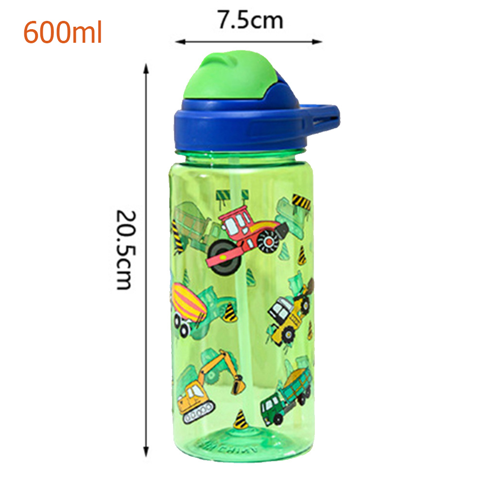 กระติกน้ำเด็ก ขวดน้ำเด็ก พลาสติกเกรด A ปลอดภัย BPA Free มีฝา 2 ชั้น ลายการ์ตูนน่ารัก ความจุ 600 ML.