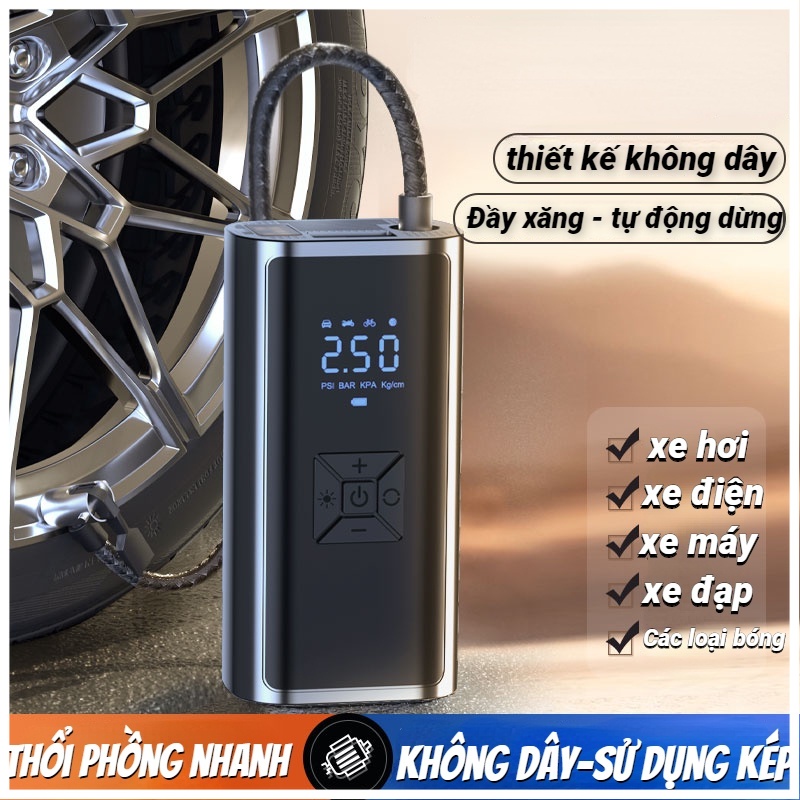  Xiaomi LAMJAD Máy Bơm Lốp Xe Hơi Không Dây Chuyên Dụng Chất Lượng Cao thổi phồng nhanh 