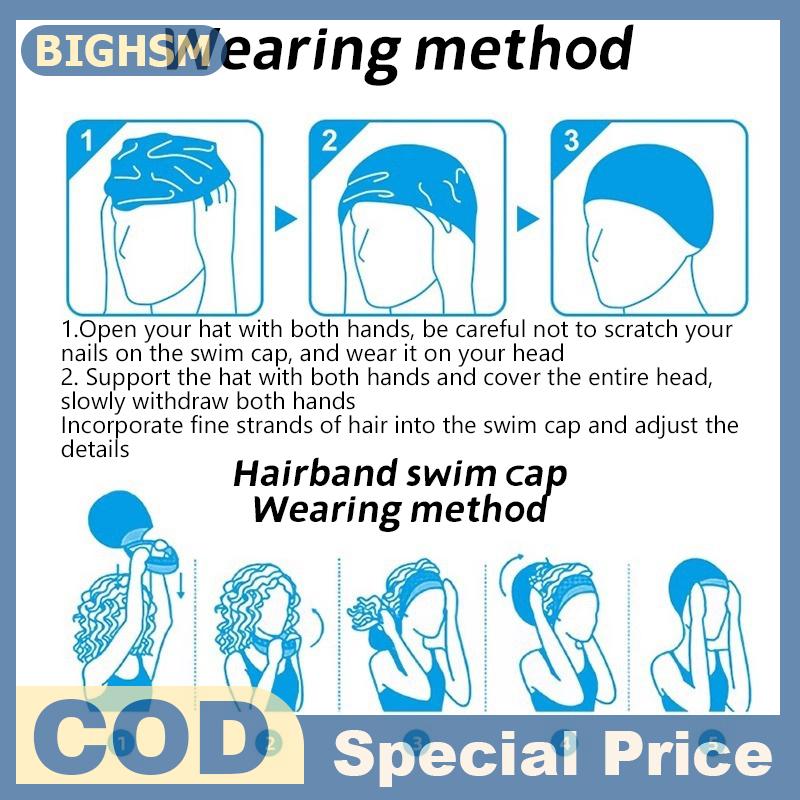 BIGHSM Swim Cap Women Do Not Cut Head Outer Glue Pu Hair Girls Long Hair Special Adult Big Head Circumference Professional Swimming Cap