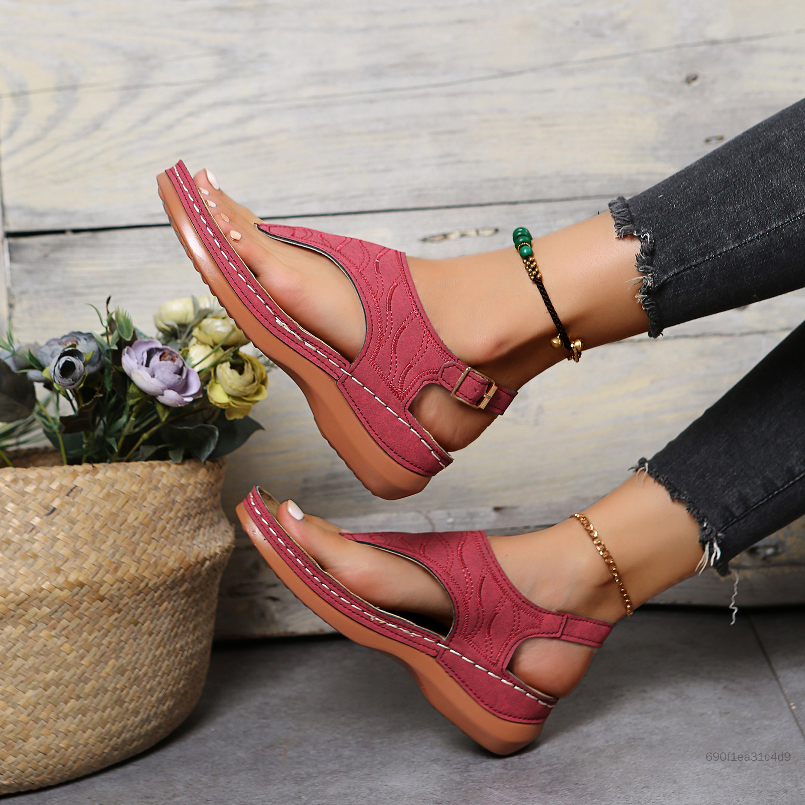 Dép mùa hè dành cho phụ nữ đi bộ dép với hỗ trợ vòm cho bữa tiệc mặc quần áo mùa hè hàng ngày IIU-VN - 5