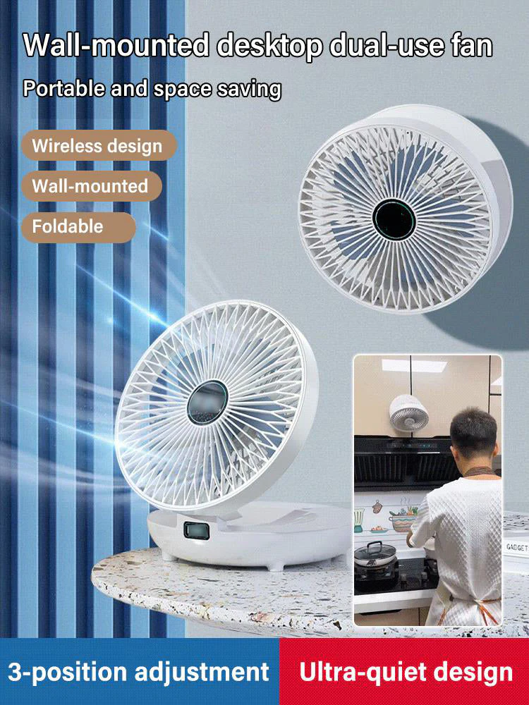 New Hộ Gia Đình Nhà Bếp Fan Có Thể Sạc Lại Tường Treo Fan 3 Tốc Độ Có Thể Gập Lại Bàn Tường Gắn Kết Fan Cho Xe Nhà Máy Tính Để Bàn Văn Phòng