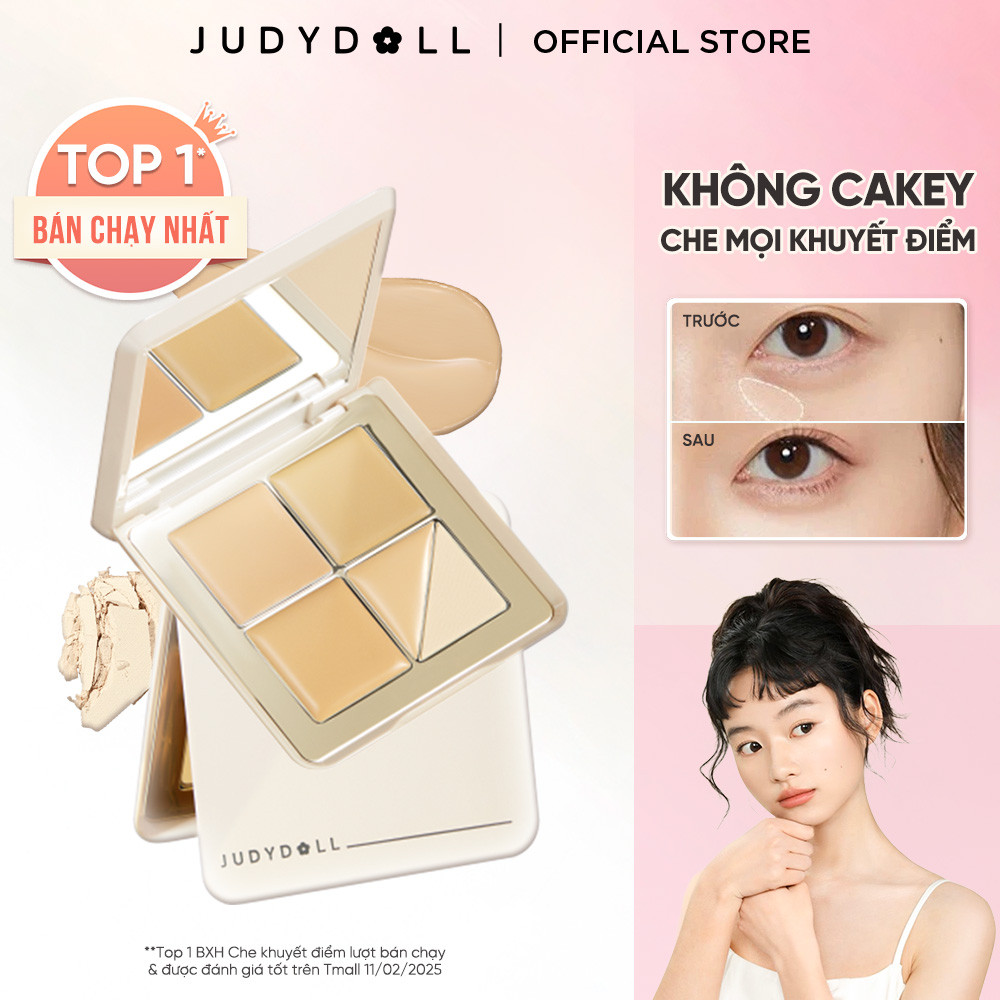 Bảng Kem Che Khuyết Điểm JUDYDOLL 6g 5 Màu Che Phủ Siêu Nhẹ Triệt Sắc Giúp Hiệu Chỉnh Màu Da Kiềm Dầu Lâu Trôi Chống Thấm Nước Suốt 24h