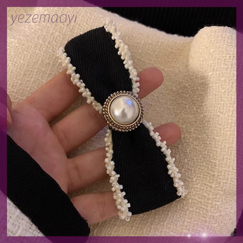 【YEZE】 Ngọc Trai Bow Kẹp Tóc Tóc Đuôi Ngựa Thanh Lịch Pháp Clip Mùa Xuân Clip Ngọt Ngào Cô Gái Kẹp Tóc Phụ Nữ Bangs Side Clip Mũ Nón Hairgrip Mũ